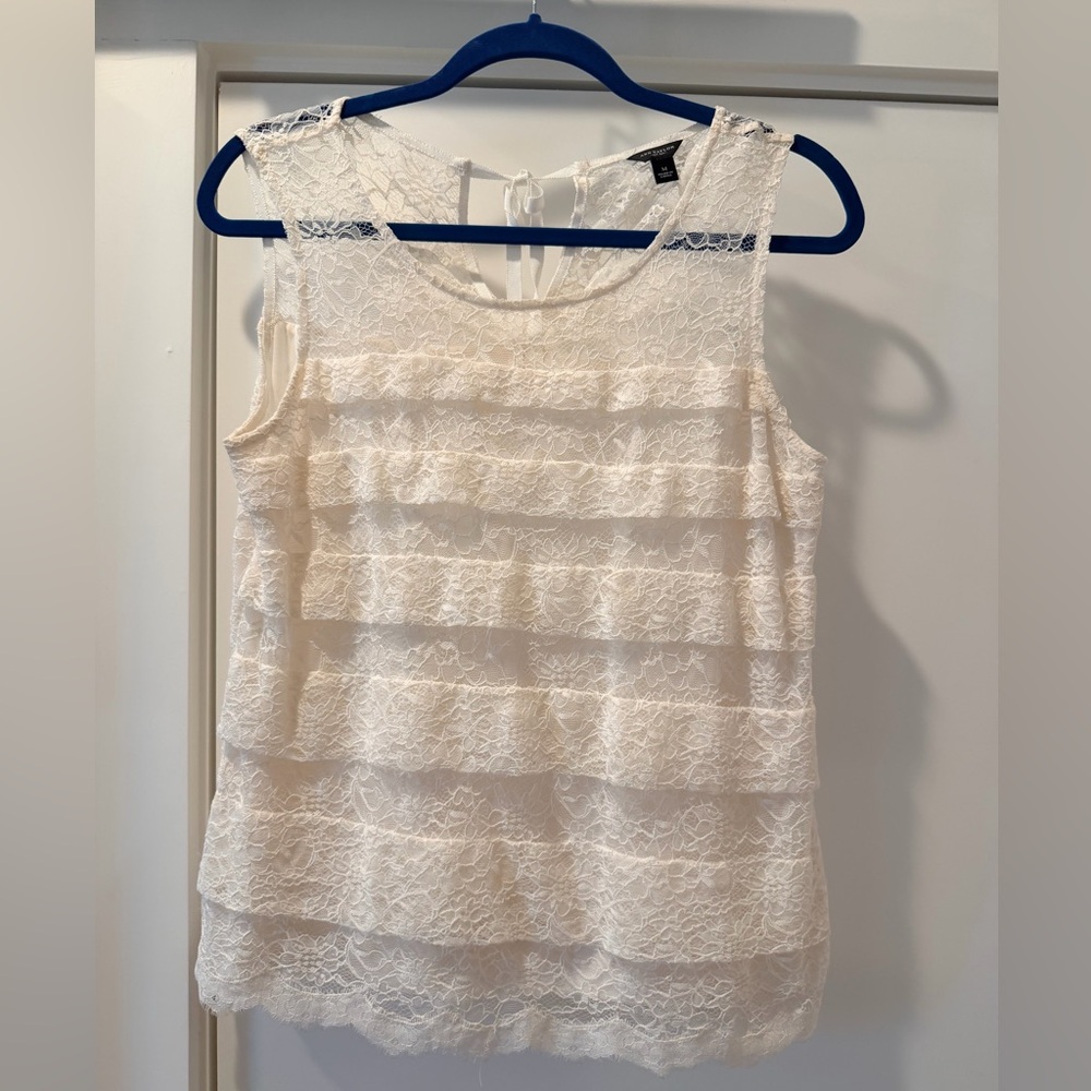 Ann Taylor Lace Layered Blouse - Cream